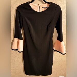 Tommy Hilfiger Black Mini Dress with Pink-Accent Bell Sleeves